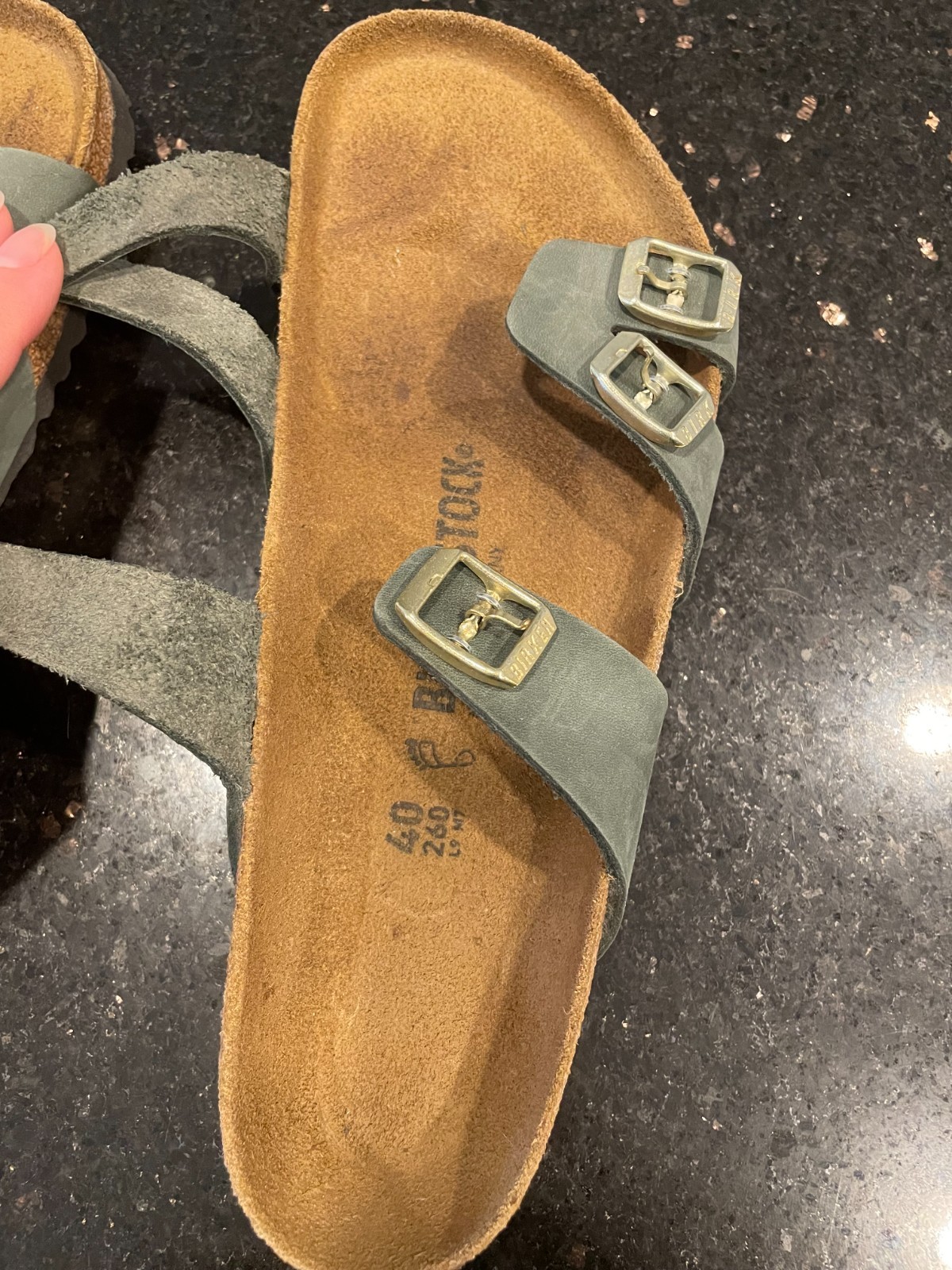 Birkenstock Franca Leather Sandals Thyme Green Womens Size 40 US 9 Regular/Wide