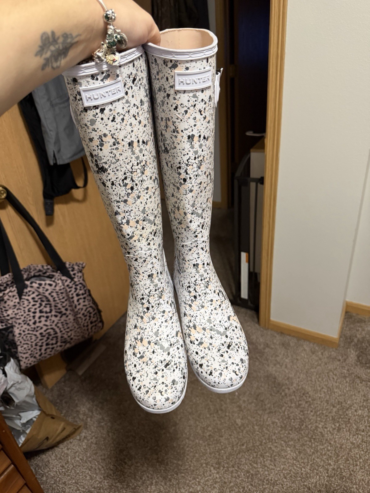Used Particle Print Women’s Hunter Boots Size 7 US