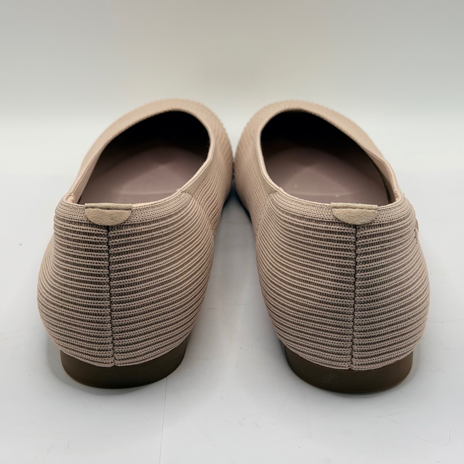 Vivaia Margot Square Toe V-Cut Ribbed Knit Flats baby pink Size 41 US 10
