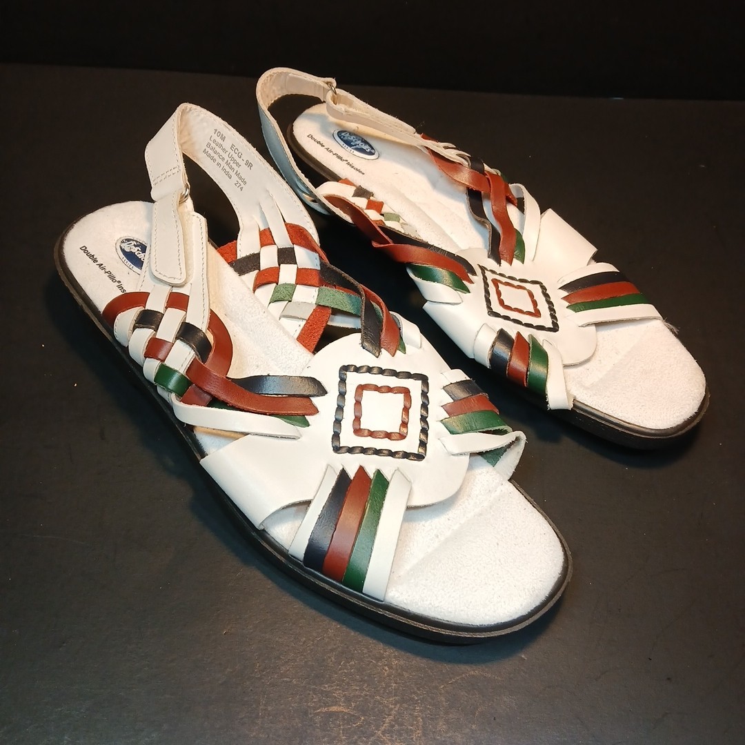 Dr Scholls Womens Sandals White, Brown, Green, Black, Aztec Design – Size 10 M