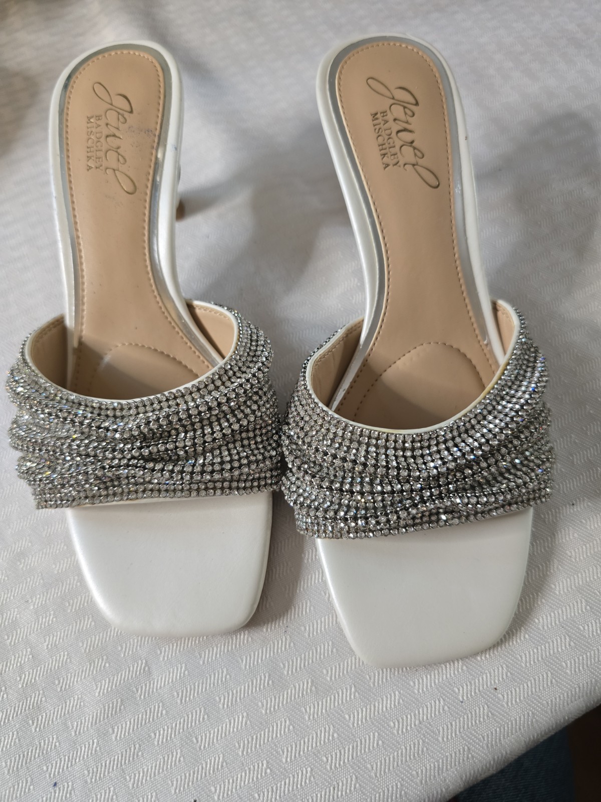 Humor Crystal Mules with Kitten HeelJewel Badgley Mischka Collection