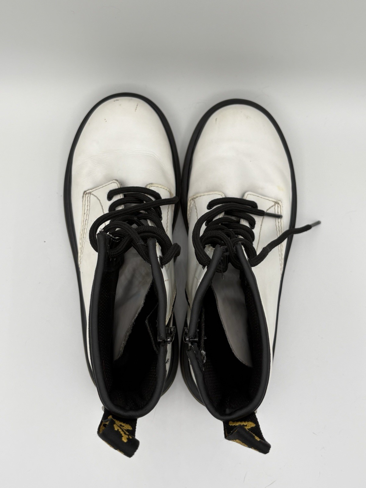 Dr. Martens 1460 J White Leather Combat Ankle Boots Lace Up Zip US M/4, W/5