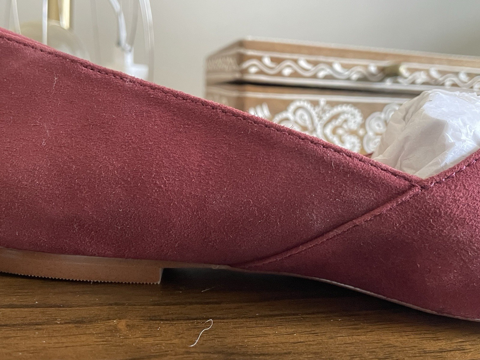 Madewell The Lizbeth Pointy Flats Women 5 Shoes Suede Leather Burgundy Slip On