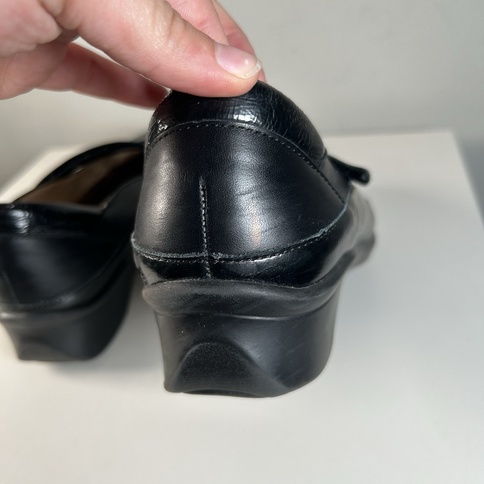 Finn Comfort Black Leather Mary Jane Wedge Shoes Germany Women’s 5.5