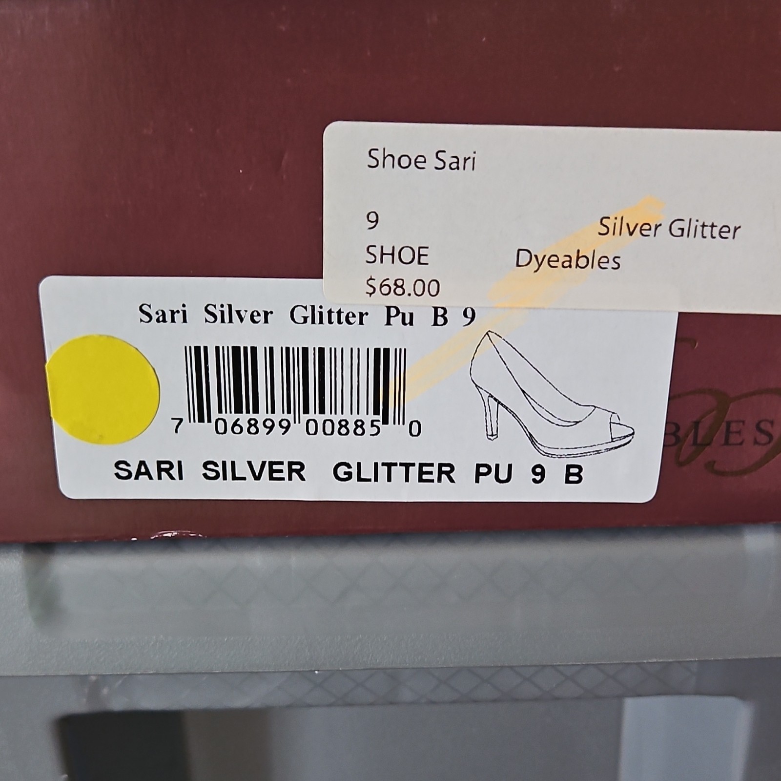 Dyeables Silver Glitter Peep Toe Slip-On Pumps Women’s US 9 B Width