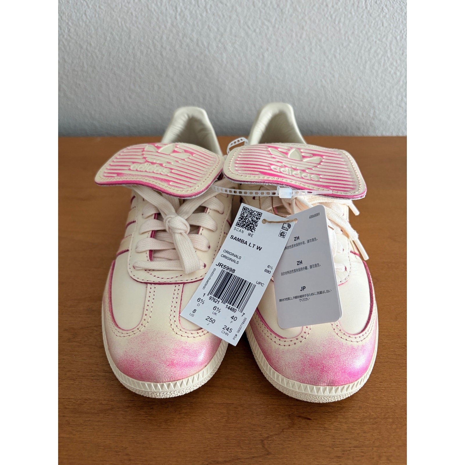 Adidas Samba LT Distressed Pack Cream/Shock Pink Womens 8 JR5998