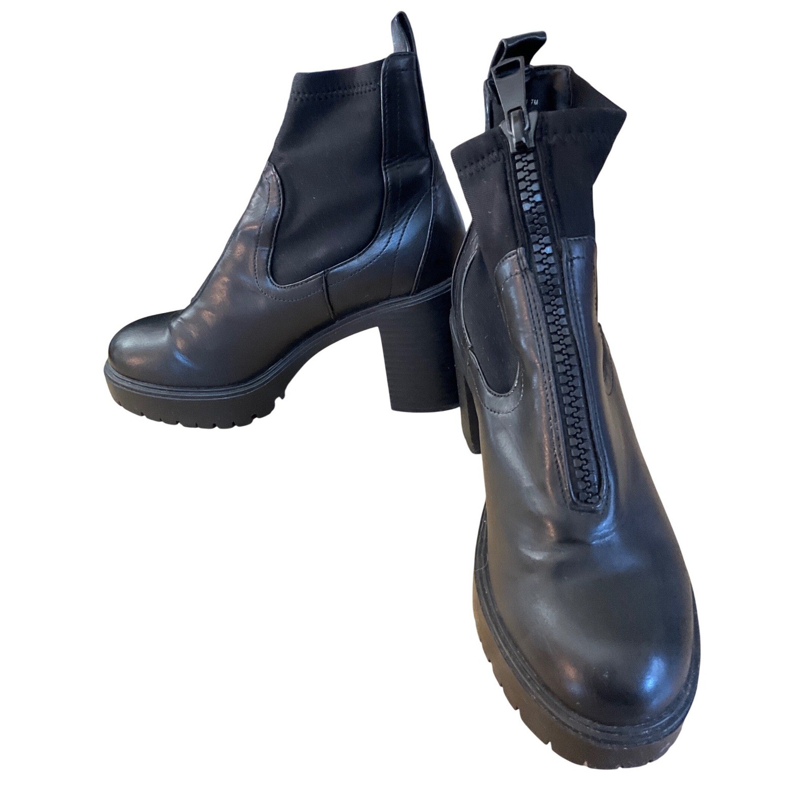 Madden Girl Truffle Front Zip Boots Goth Grunge Edgy Chunky Platform 7M Biker