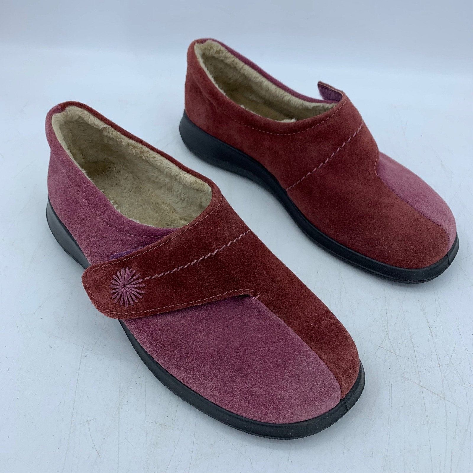 Hotter Suede Faux Fur Lined Comfort Loafer Shoes England Walking Minimalist Sz 9