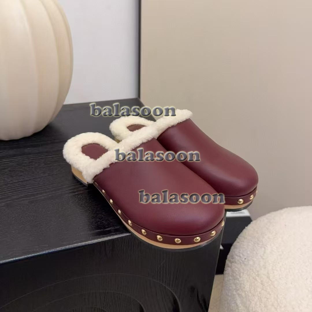 autumn winter round-headed flat-bottomed Baotou semi-slippers Mao Mao slippers