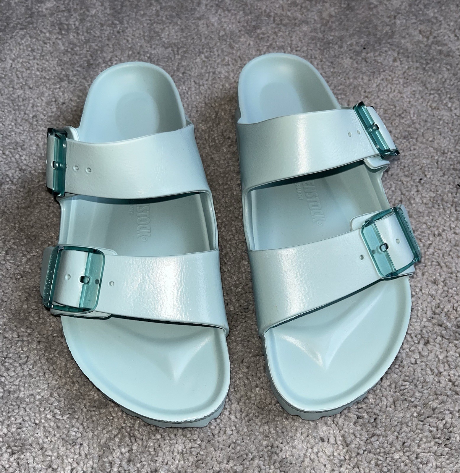 NWT Birkenstock Arizona Stealth Buckle EVA Slide Sandal Green 39