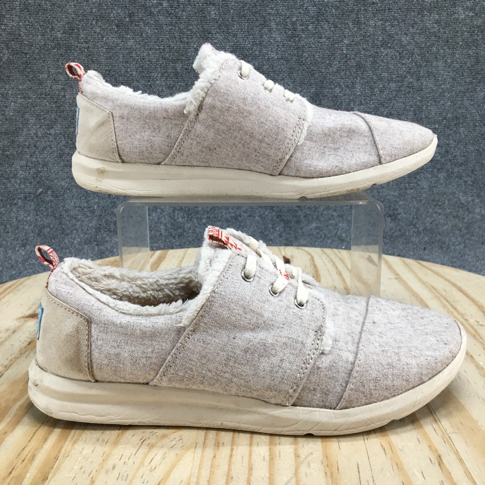 Toms Shoes Womens 9 Del Rey Sneakers Gray Casual Lace Up Comfort Low Top Flats