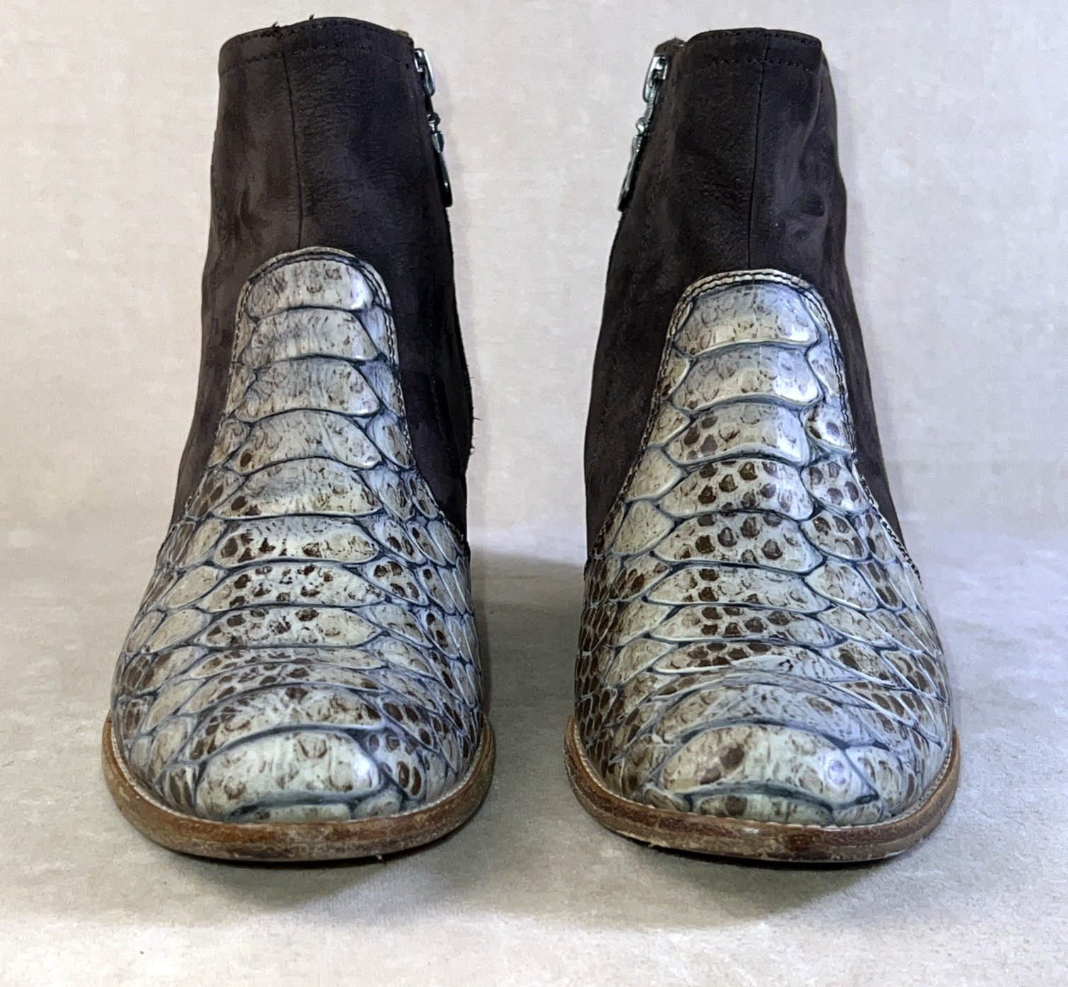 Modern Vice Made in NYC Jett Last Booties Womens 38.5 Leather Snakeskin Preloved
