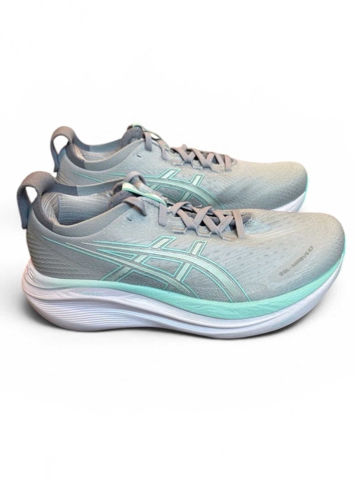 ASICS Gel-Nimbus 27 Running Shoes Women’s 8.5W WIDE Piedmont Grey/Mint