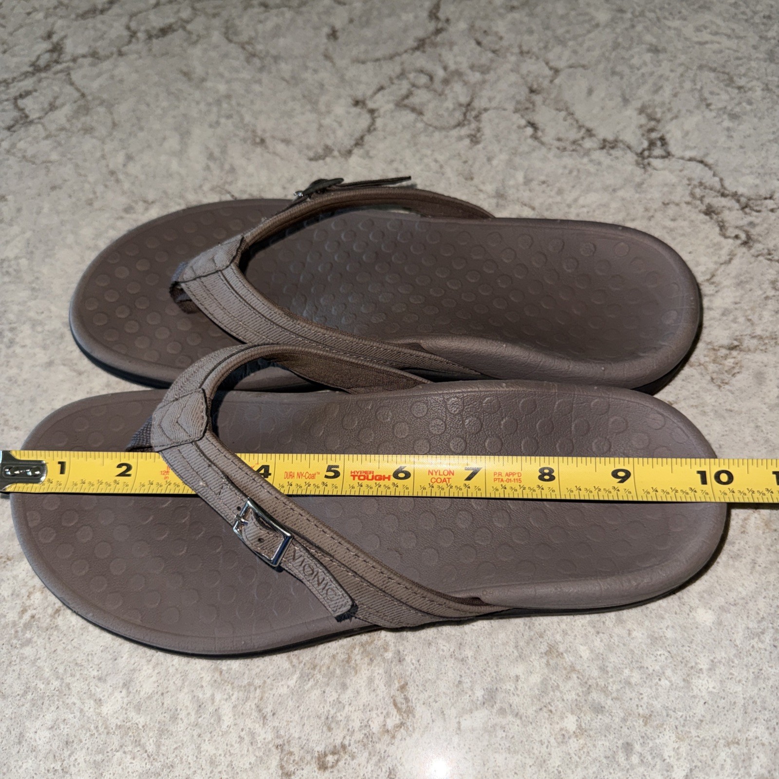 Vionic Tide Patty Taupe women’s comfort Flip Flop Sandals buckle size 8 summer