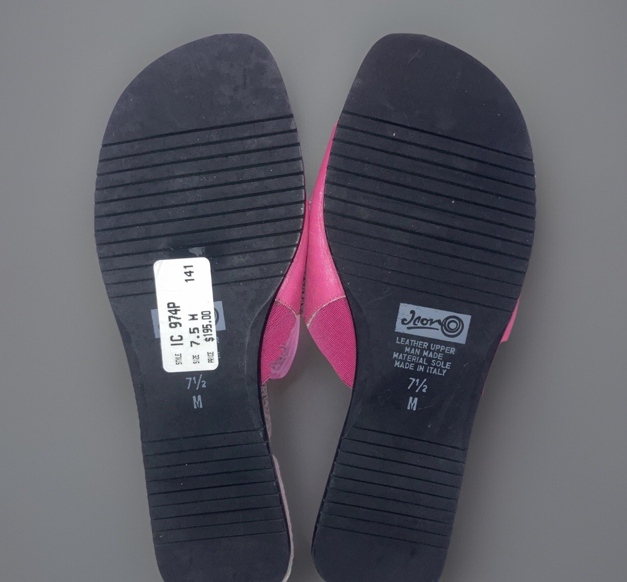 Icon Wearable Art Pink Leather Toe Ring Slide Sandals Hippie Boho Festival 7.5 M