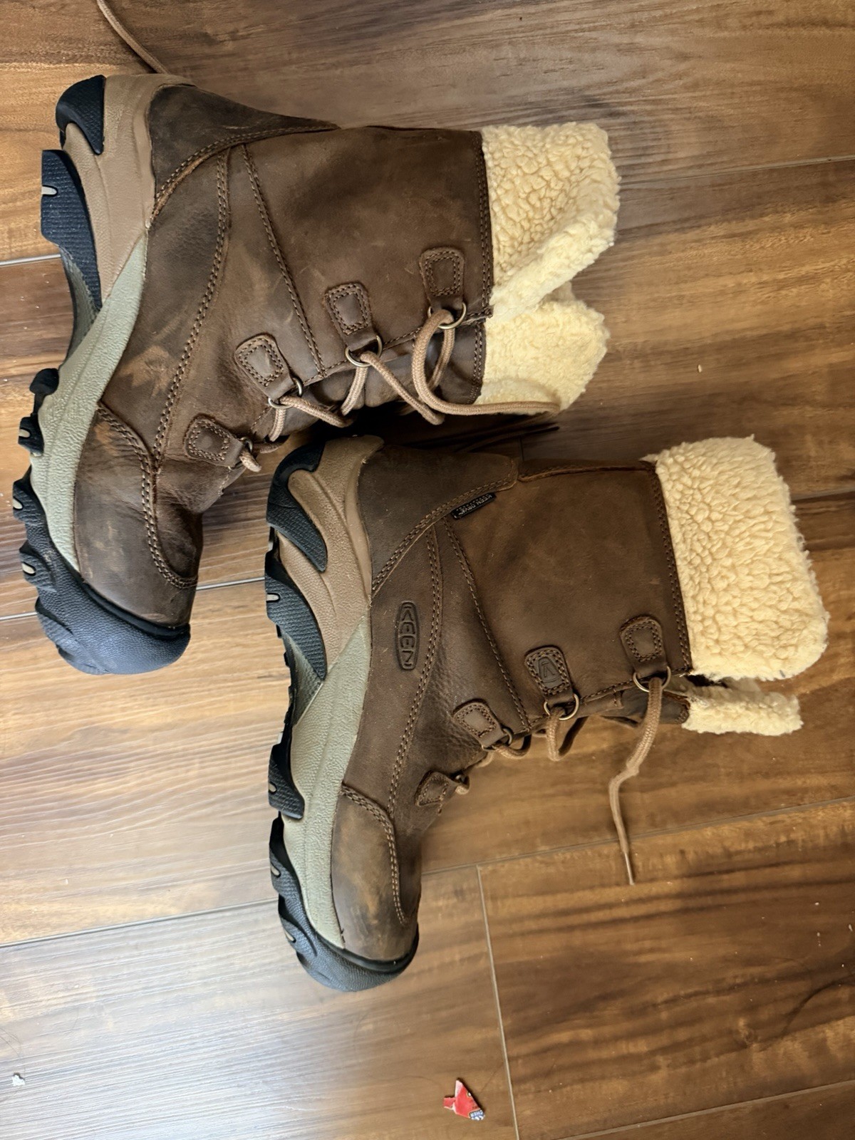 KEEN Leather Faux Fur Lined Lace-Up Ankle Snow Boots Brown Women US 7.5 EU 38