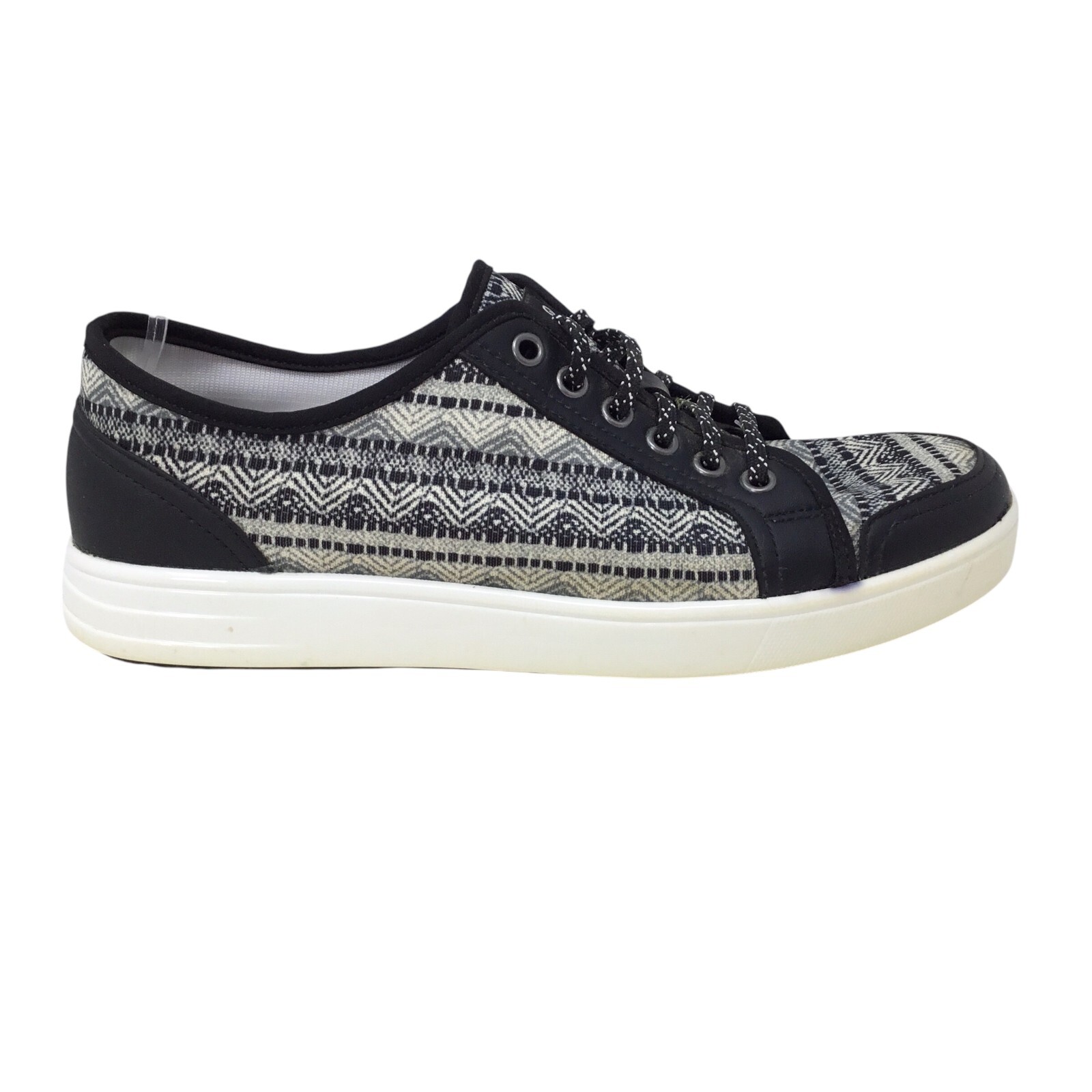 Traq Alegria Sari Sneaq Sneakers Size 40 or 9.5-10 Tapestry Textile Black Casual