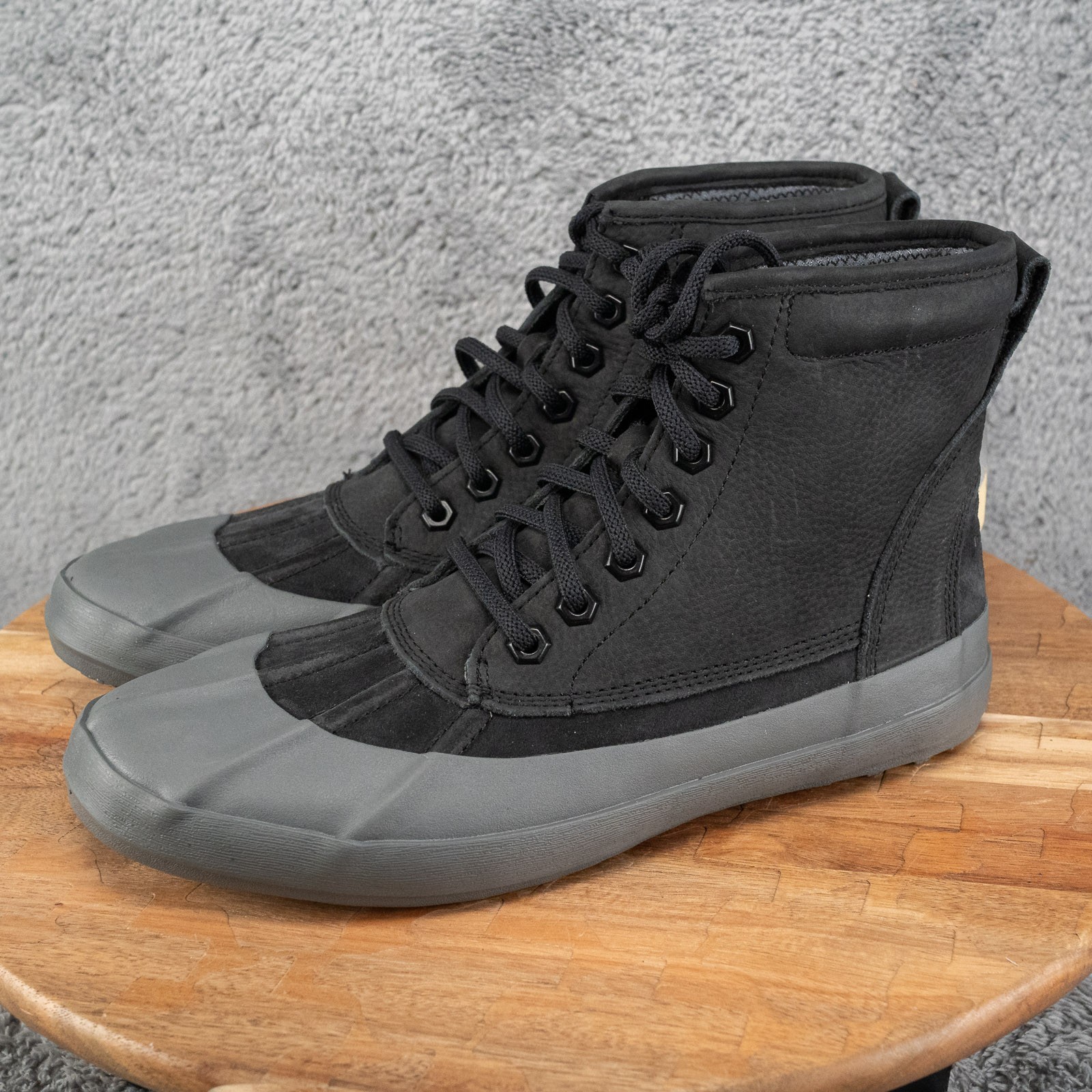 LL Bean Bar Harbor Duck Boots Black Gray Leather 517497 Women’s Size 9 M NEW
