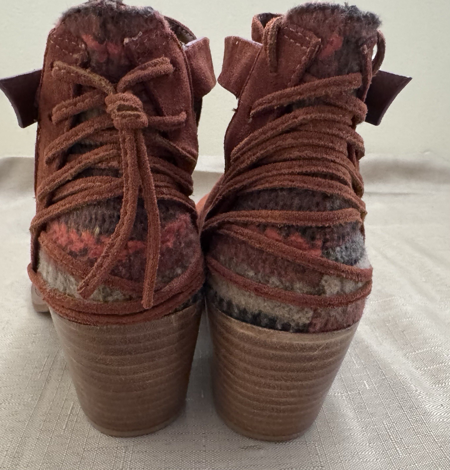 Very G Zane Ankle Boot Bootie Orange Rust Block Heel 6 NEW Western Boho Vegan