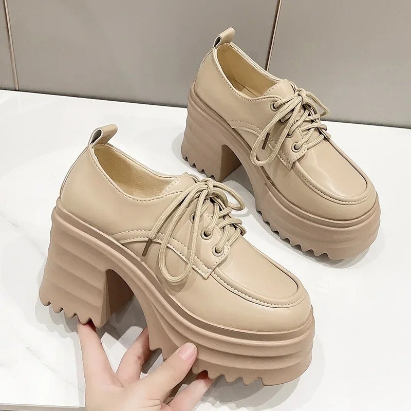 Women’s Gothic Platform Loafers Chunky High Heel Leather Lolita Shoes