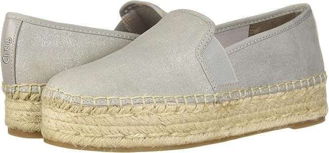 Circus NY Sam Edelman Christina Silver Fog Grey Shimmer Platform Espadrille 10