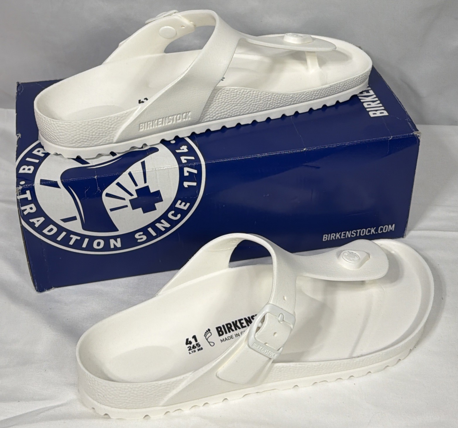 Birkenstock Gizeh EVA Water Friendly White Sandal EU SZ 41 US Womens 10 – Mens 8