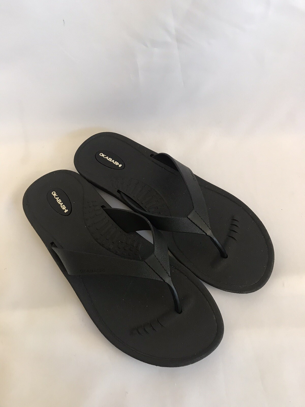 Okabashi Women’s Size L 9-10 Flip Flop Ortho Style Black Flats Sandals Made USA