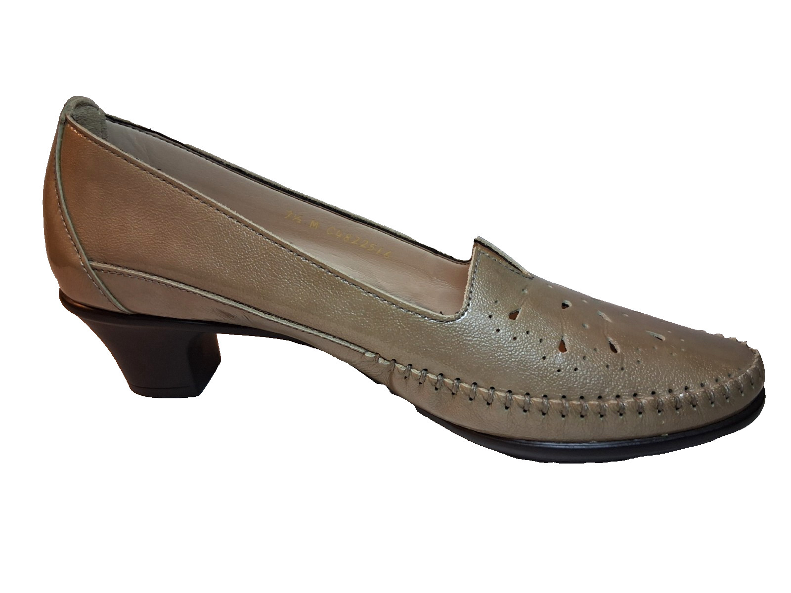 SAS Sonyo Slip On Heel Patent Leather Tan Beige Pumps Shoes sz 7.5 M Excellent