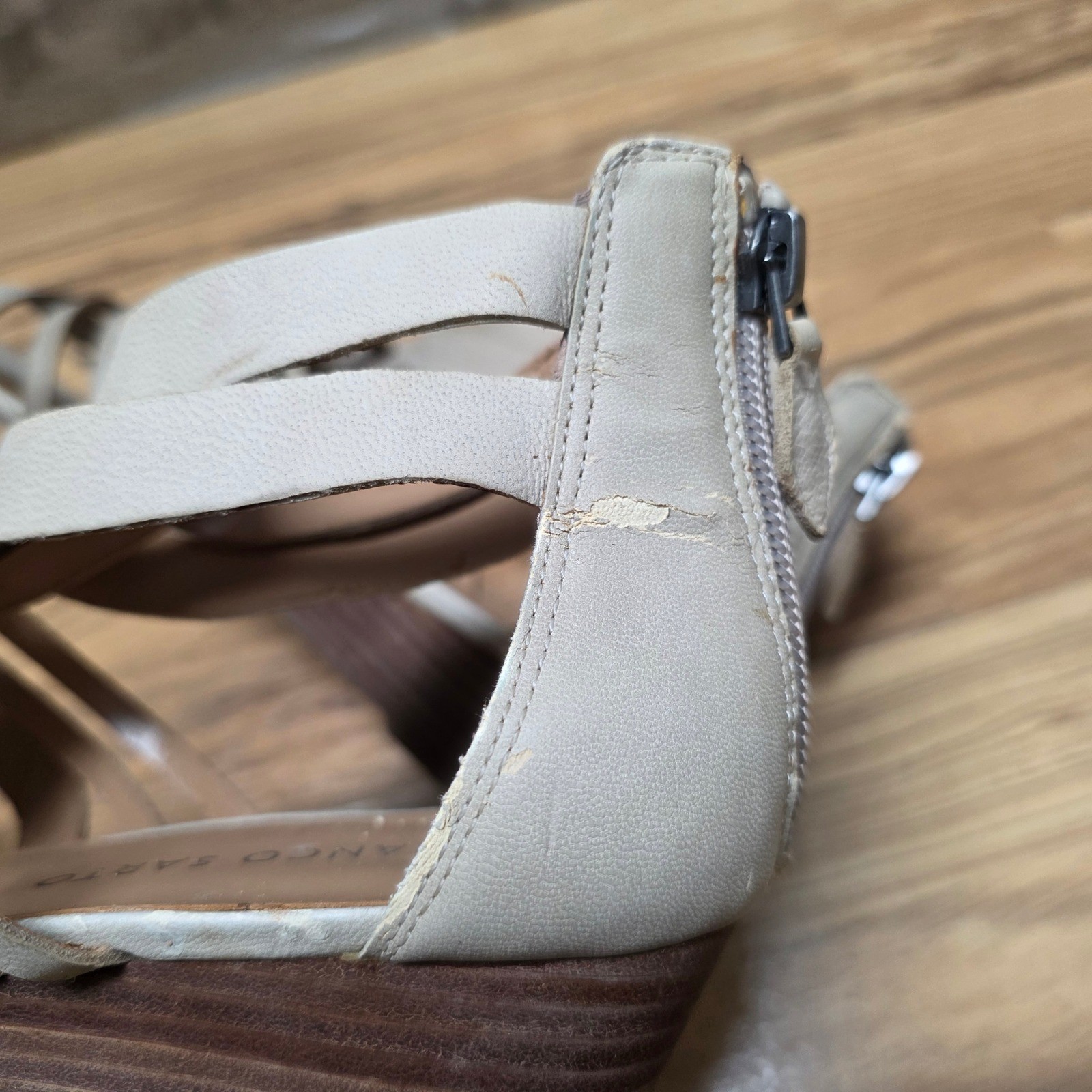 Franco Sarto Uzeta Gladiator Wedge Sandals Women’s Size 7.5 Beige Leather