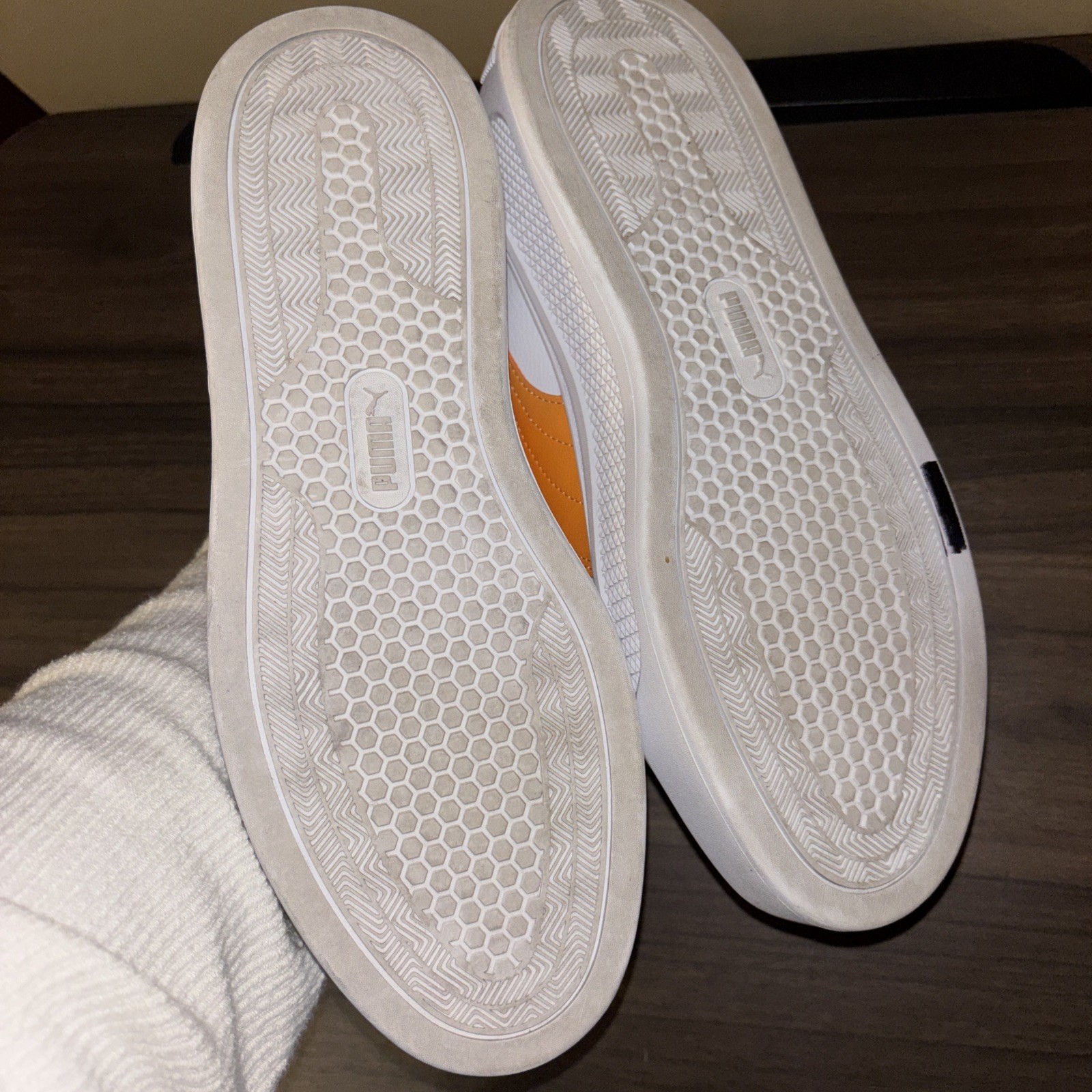 Puma Women’s 11 Smash Platform Sneaker White Orange Lace Up
