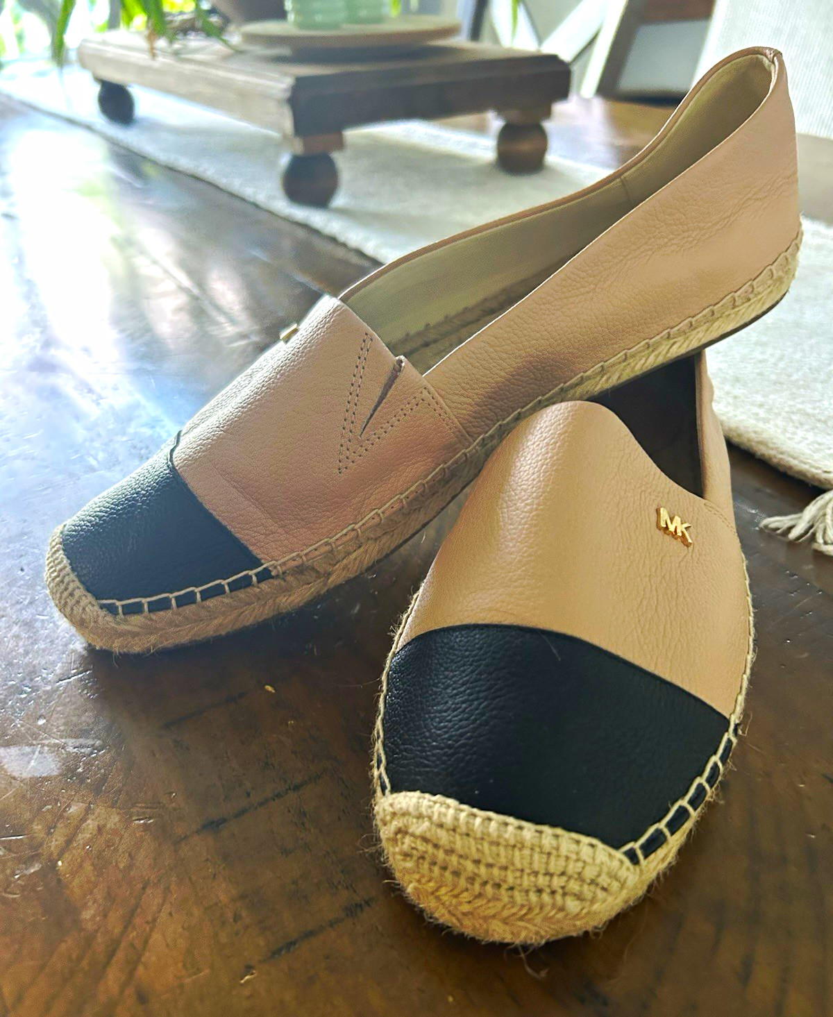 MICHAEL Michael Kors Women’s Leather Espadrille Flats Slip-On Cap Toe 9/40