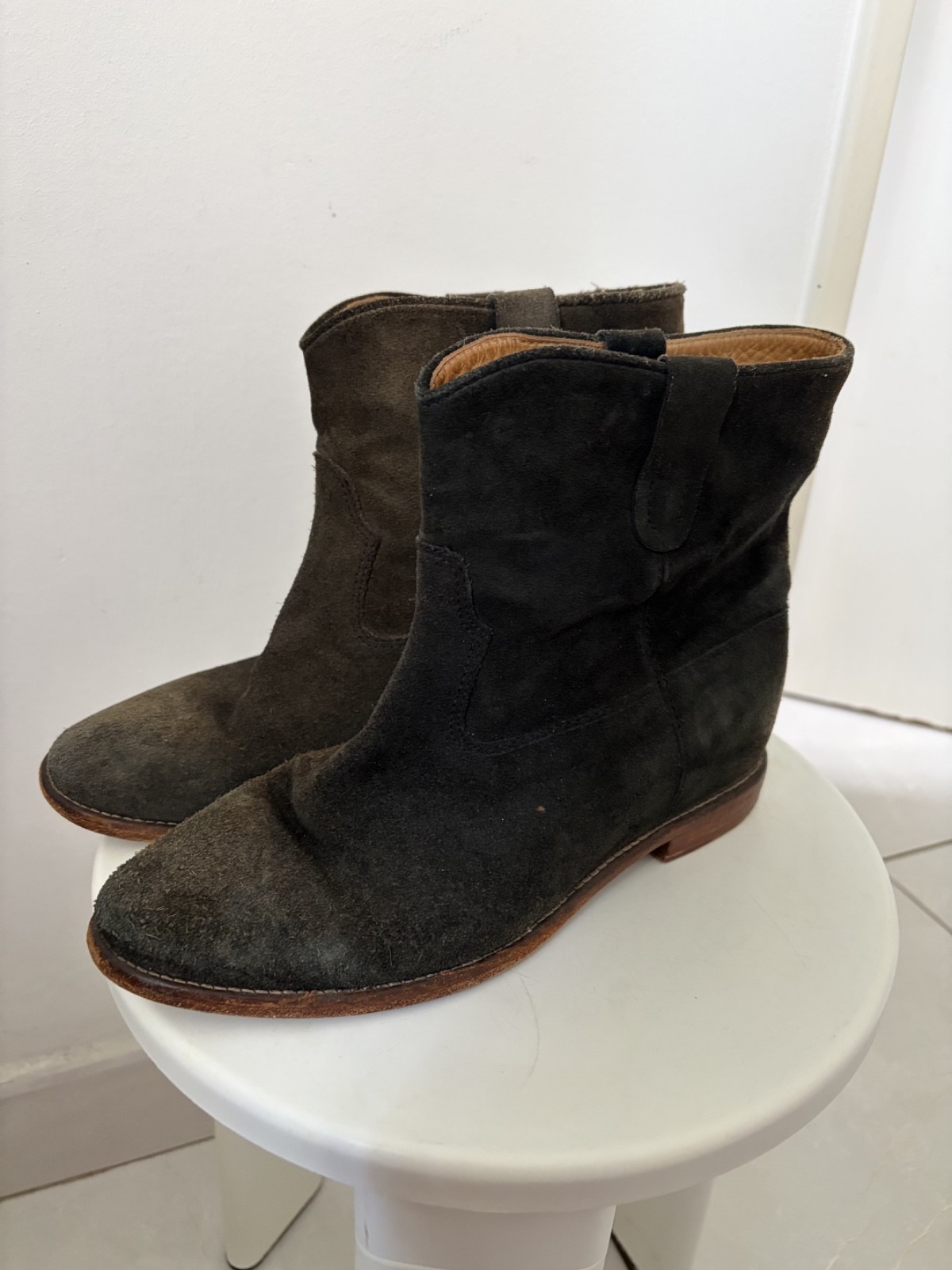 ISABEL MARANT-boots susee- suede-wedges- faded black- 42