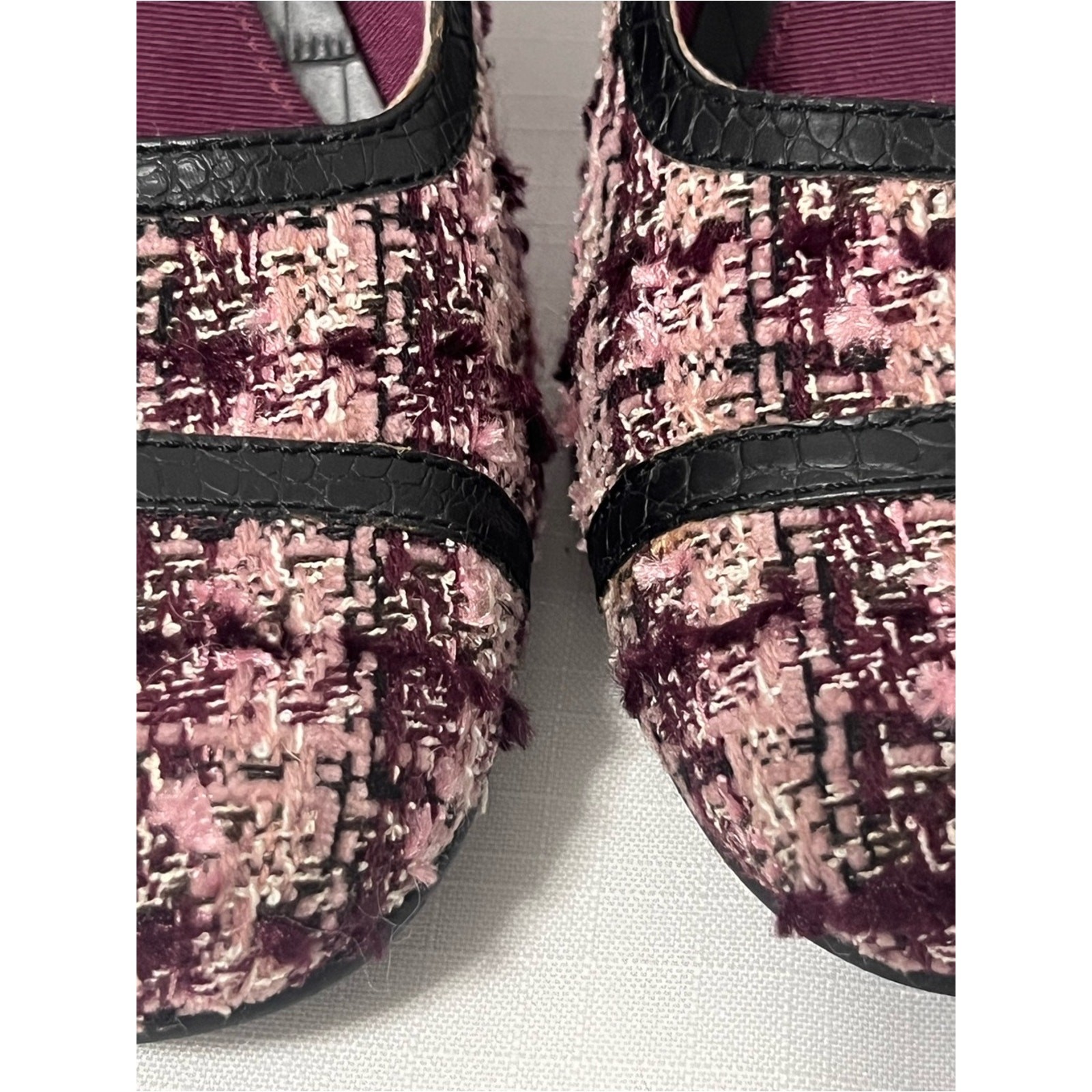 Vintage Mudd Y2K Rockabilly Goth Pink Tweed Mid Heel Pumps Retro Heels Size 9