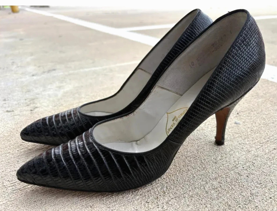 Vintage Genuine Alligator Lizard Heels Women US 10 AAA Made in USA
