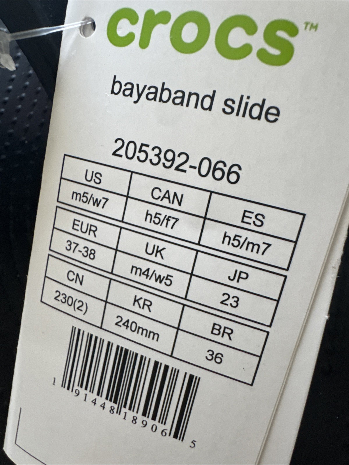 NWT Crocs bayaband Iconic Comfort Black Unisex Lightweight Size M5/W7