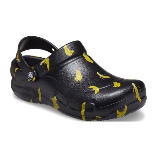 CROCS At Work Bistro Unisex Slip Resistant Clogs Yellow Bananas Women 9 Men 7