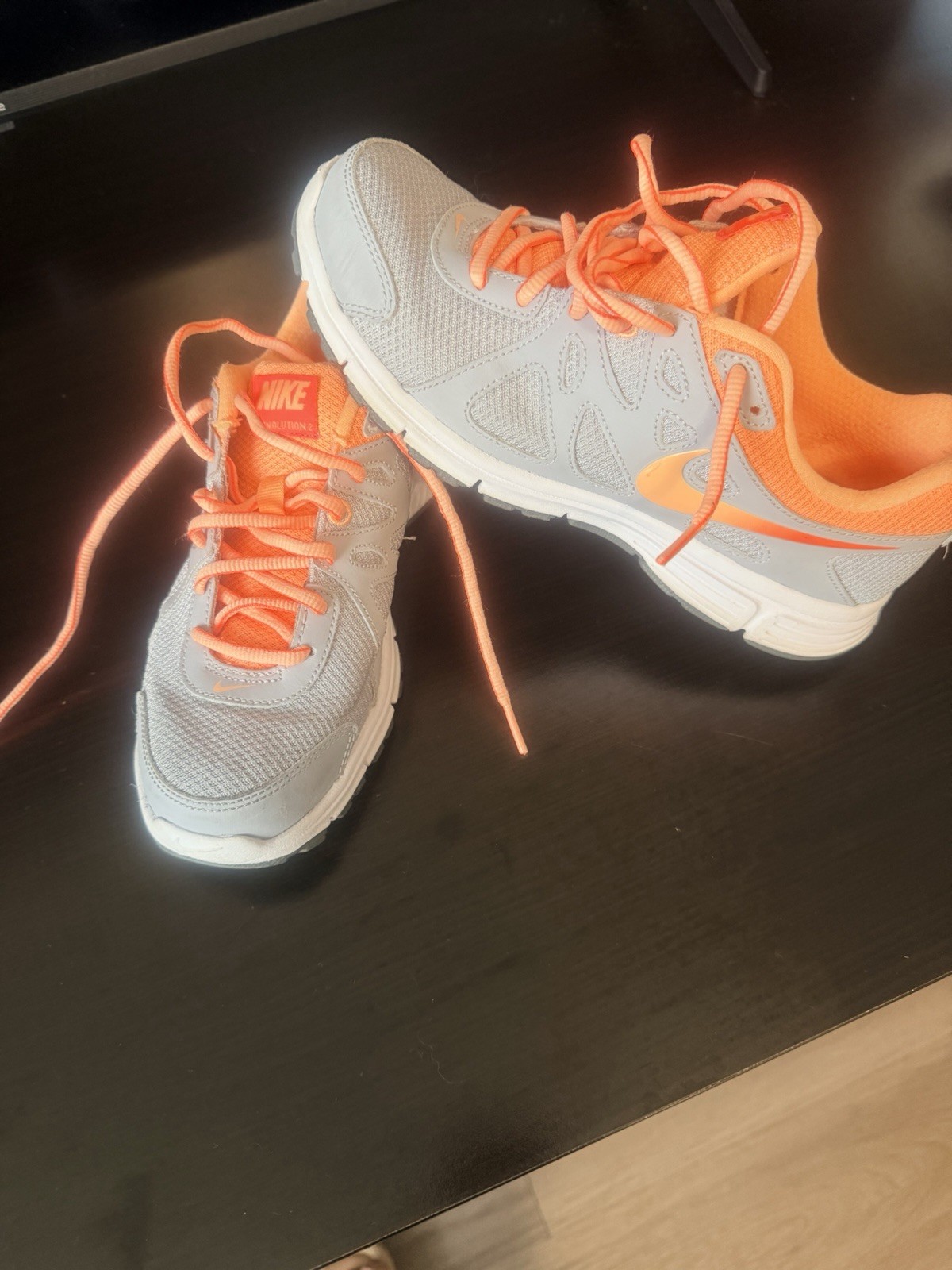Nike Revolution 2 Women’s Low Top Lace-Up Running Sneaker Gray/Orange 554900-030