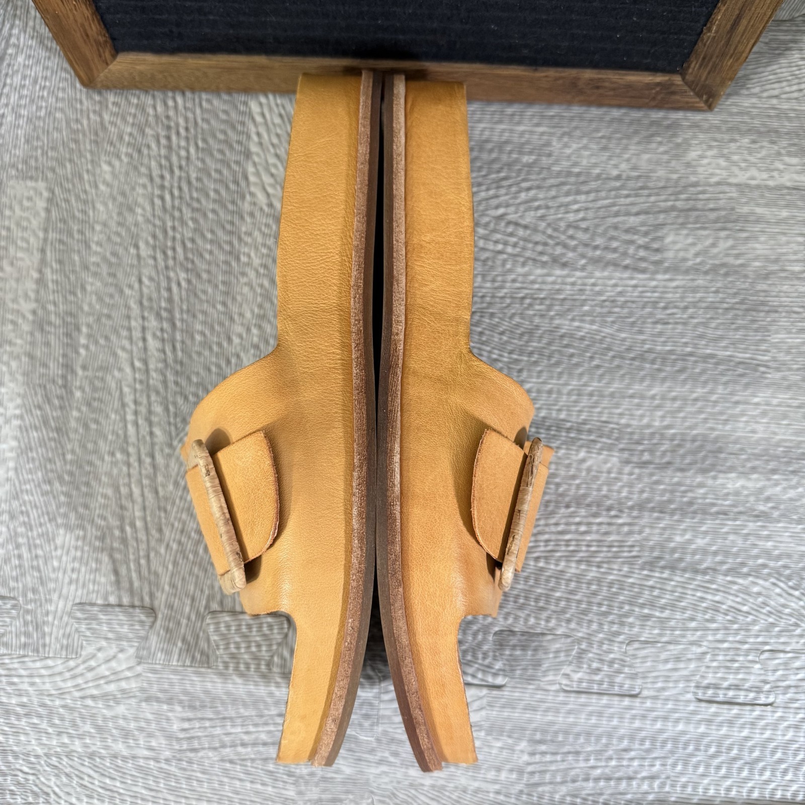 Kork‑Ease Women’s Tutsi Light Orange Leather Cork Sandals Buckle Slides 9M