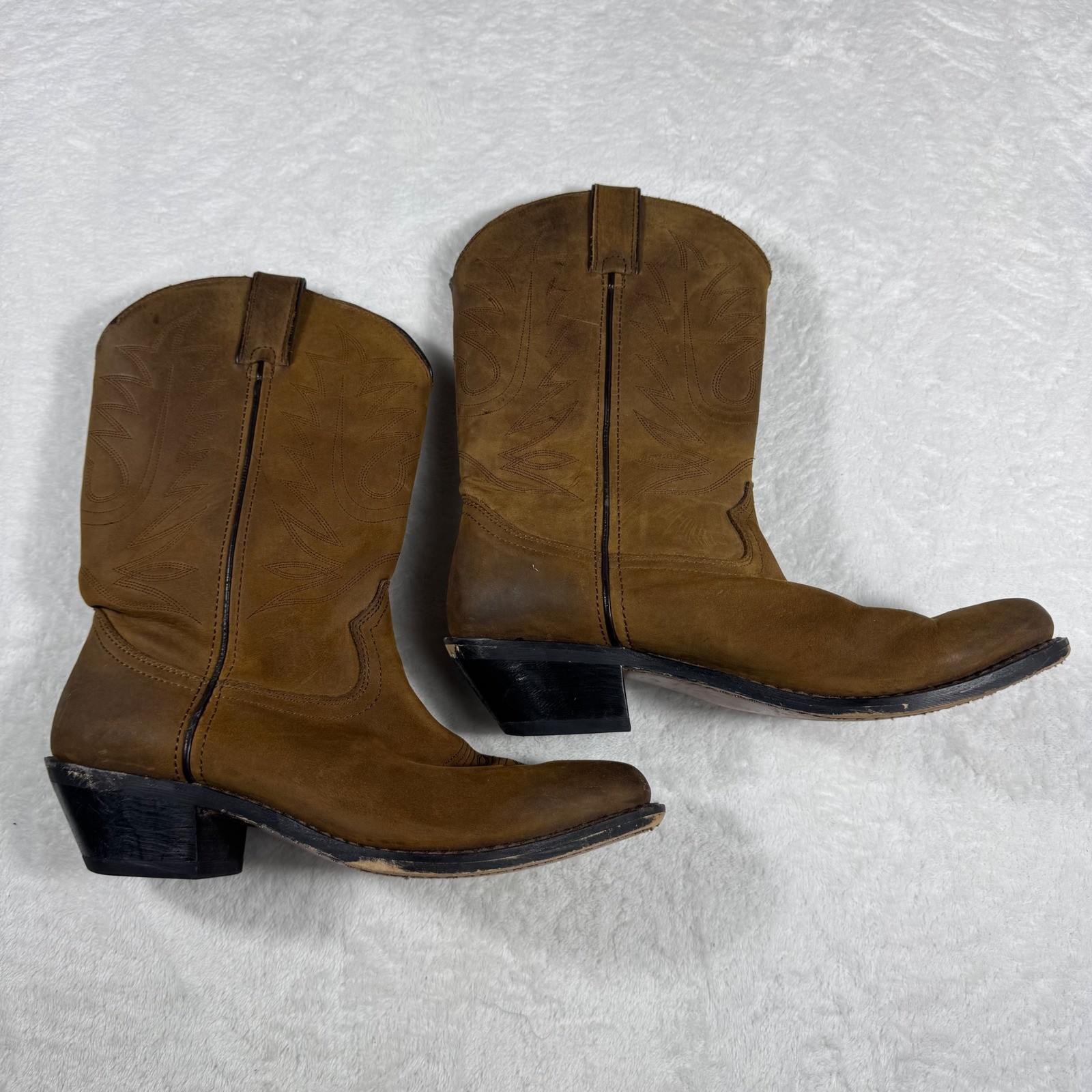 Western Boho Chic Durango Women’s 9M 11″ Tan Leather Cowboy Boots Pointed Toe
