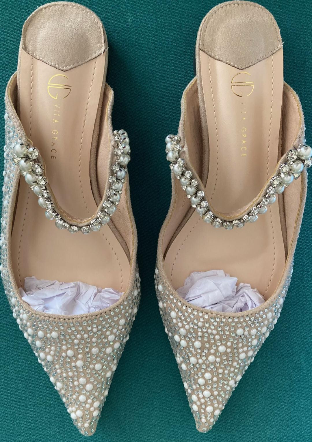 NEW~VITA GRACE~SHOES~IRINA PEARL STRAP~FAIRYTALE~EXQUISITELY STUNNING MULES~WOW