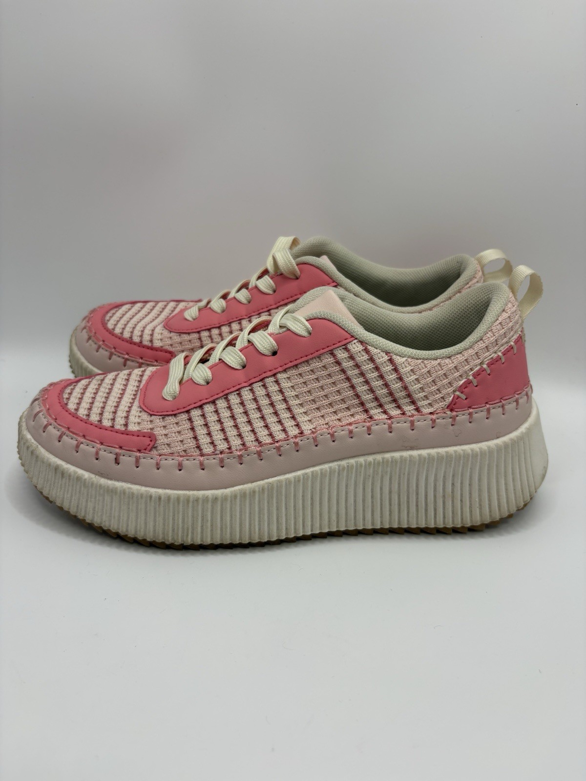 Pink Nicole Miller Brita Sneakers Shoes Women’s Woven Stitched 7.5
