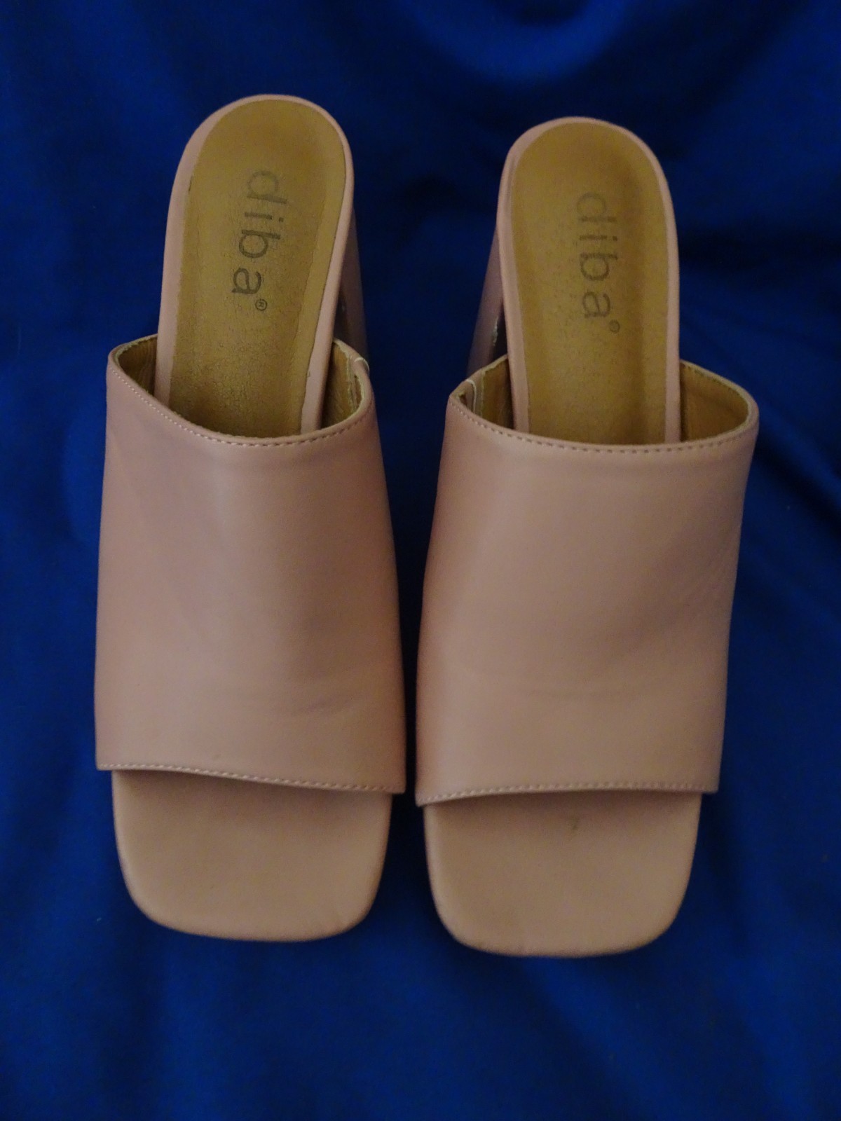 DIBA Womens, Light Pink, Mule Sandals, Size 7, Block 3.5 in heel Slide, Open Toe