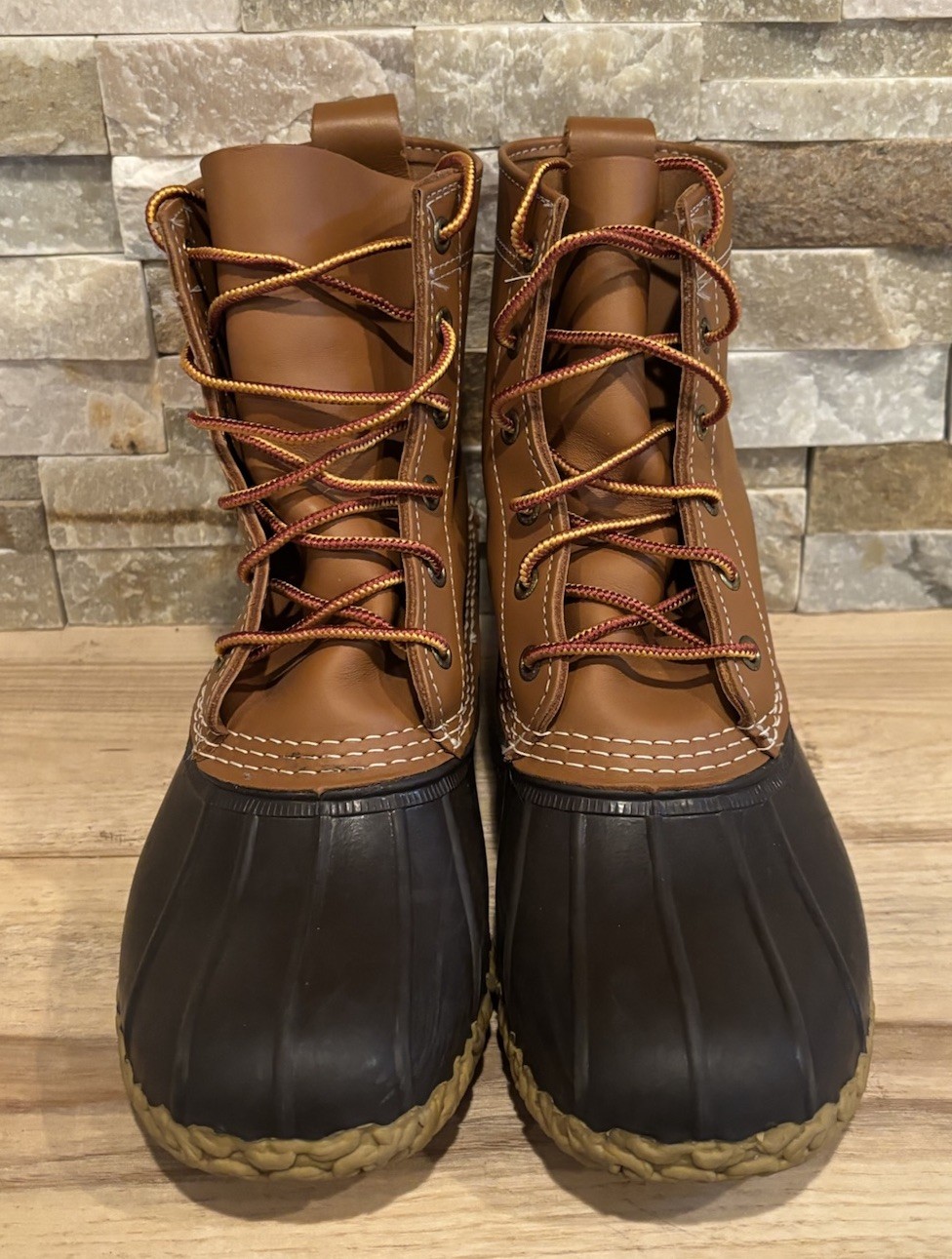 LL BEAN Boot Women’s Waterproof Duck Size 9 Brown 8″ Leather USA Made Nice Con