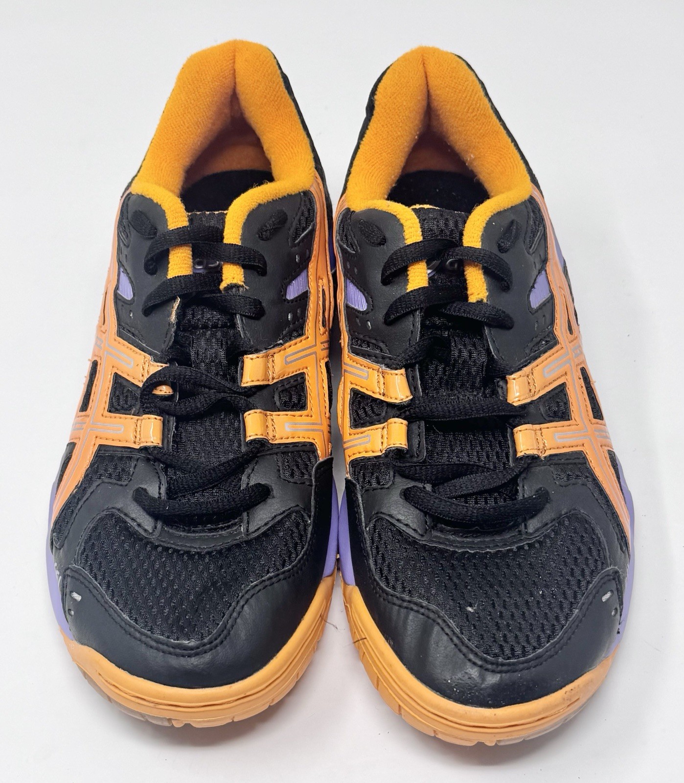 Women’s Asics Gel-Rocket Black Mango Purple Tennis Shoes B257Q sz 6