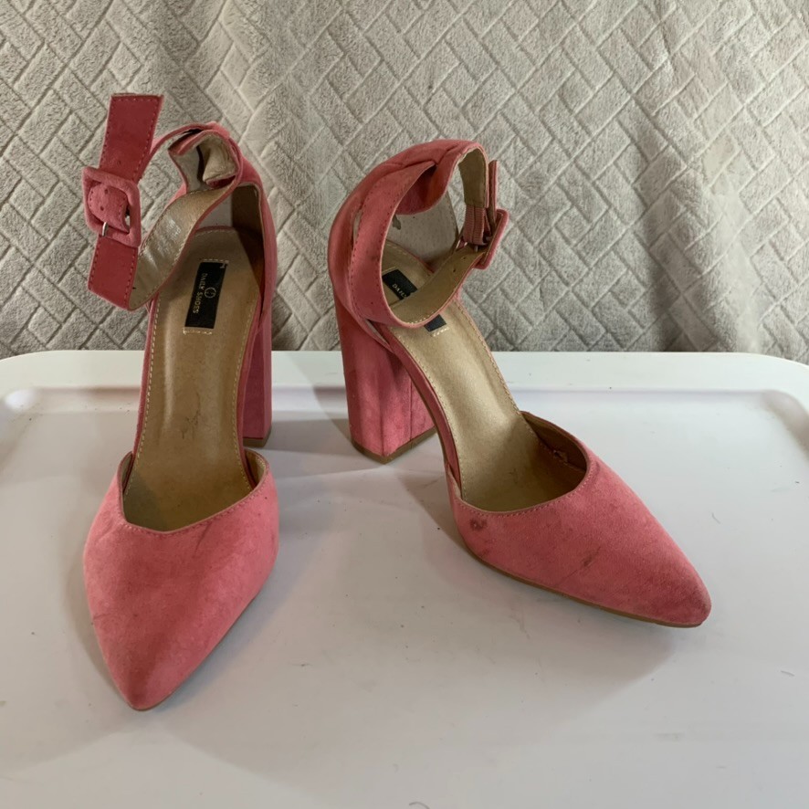 Daily Shoes High Heels Womens 9 Pink Point Toe Block Heel Ankle Strap Barbiecore
