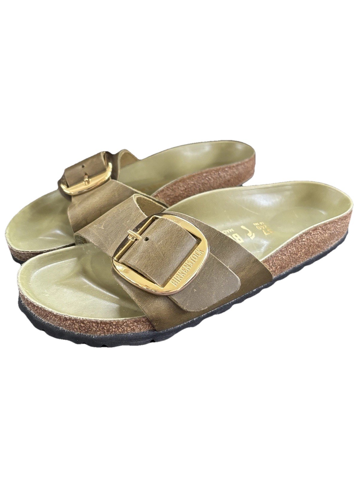 Birkenstock Madrid Big Buckle Green Slide Sandals 37 Narrow US 6-6.5