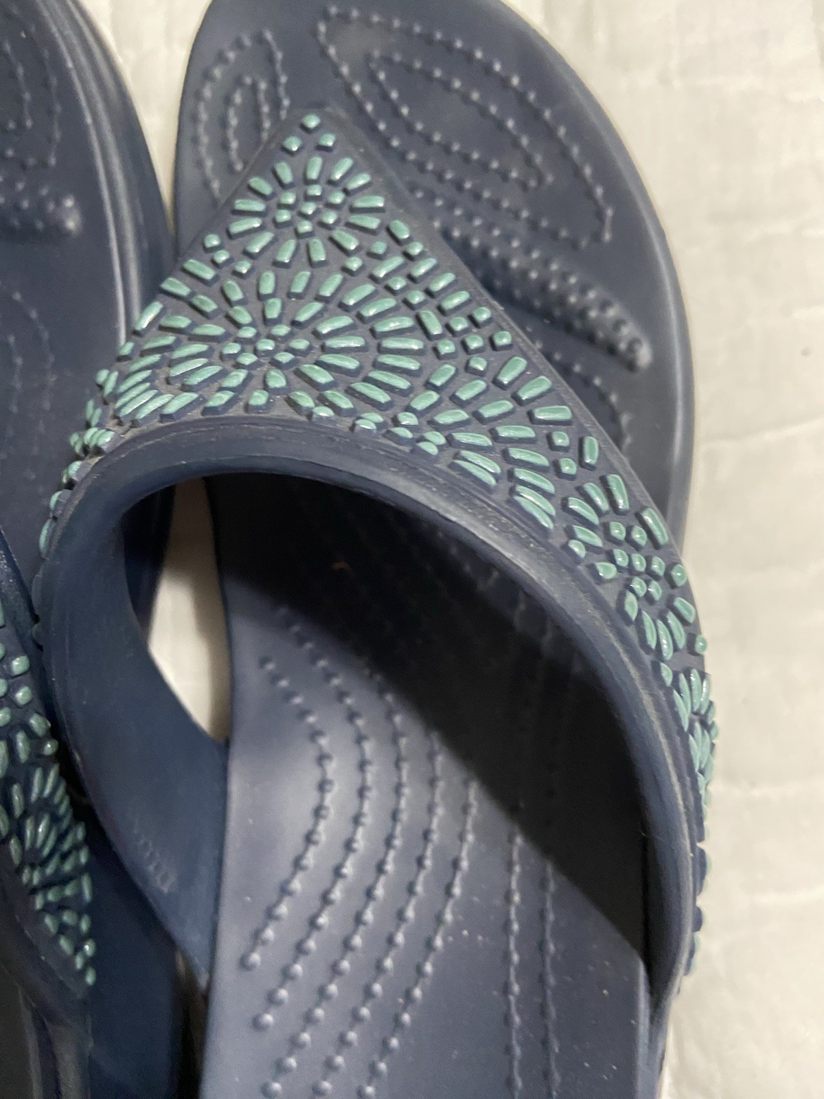 Dual Crocs Comfort Size 9 Monterey Diamante Turquoise Beaded Navy