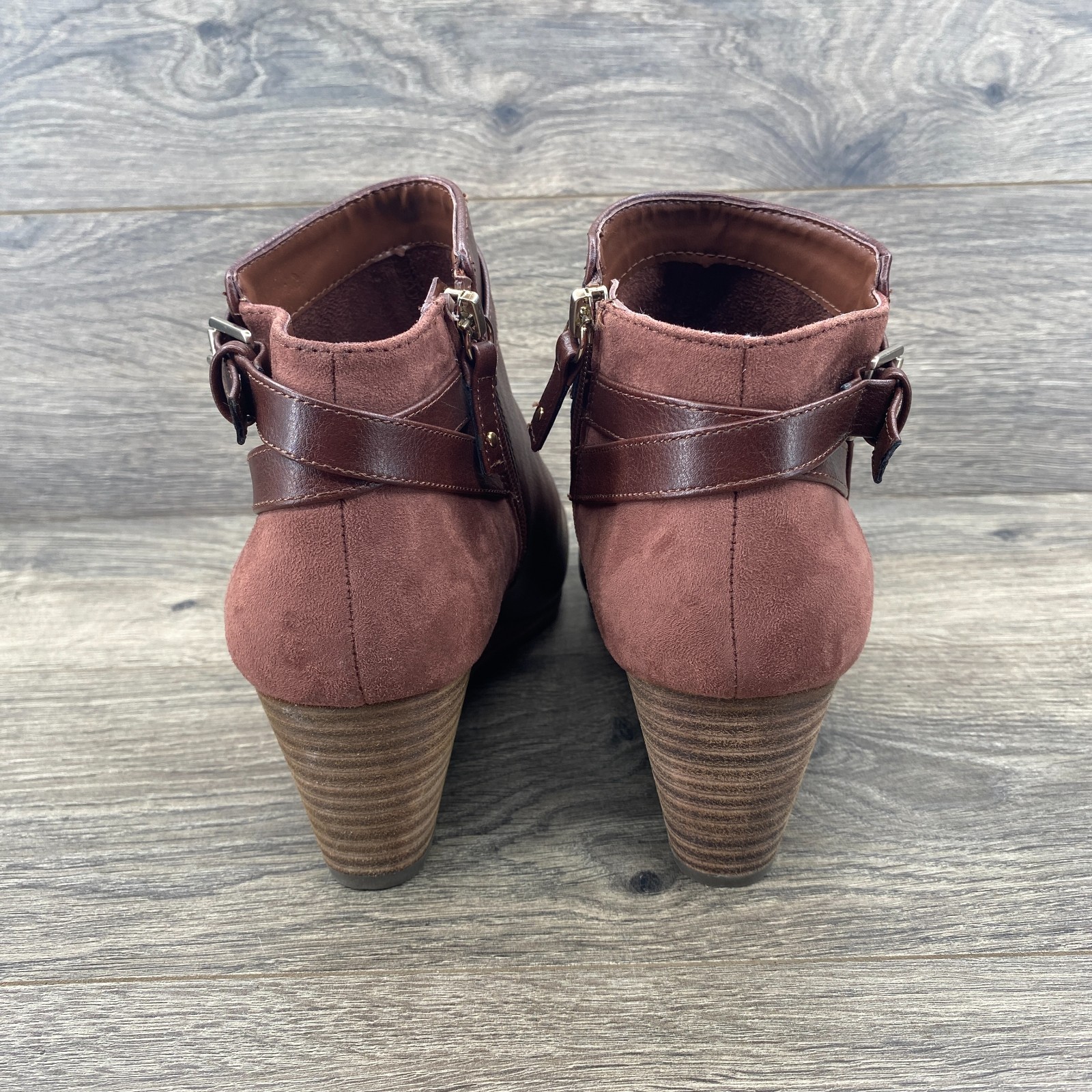 Dr. Scholl’s Leather Side Zipper Dakota Wedge Booties Women’s Size 8 US Brown