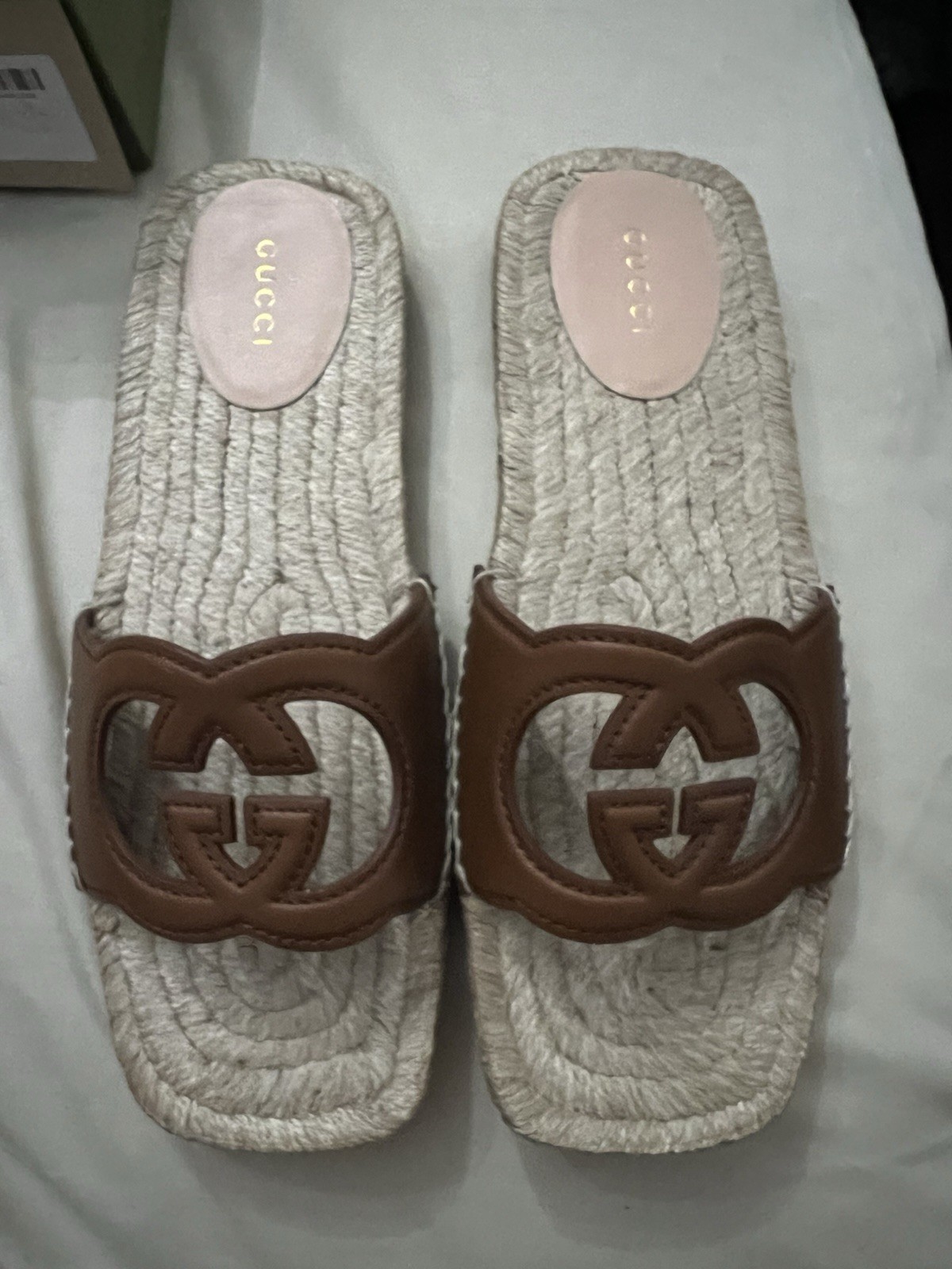 Gucci Women’s Interlocking G Espadrille Wedge Sandals Size 38.5 US 8.5