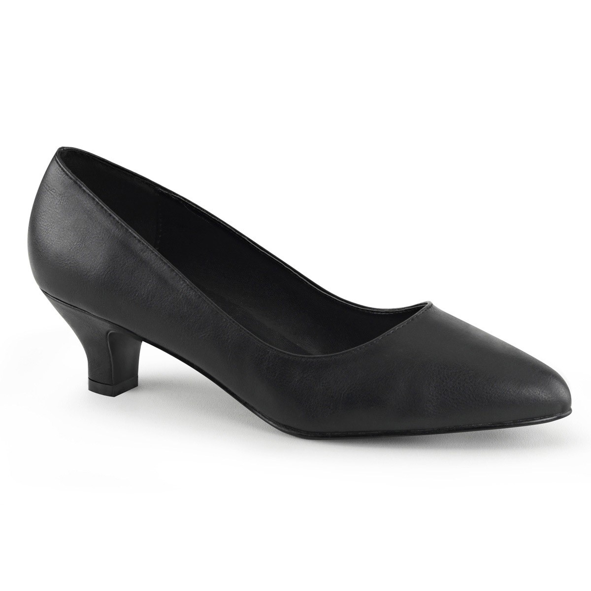 Pleaser Fab 420W Classic Pointed Toe Pumps 2In Block Heel Blk Faux Leather sz 13